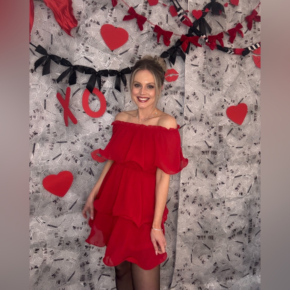 Pretty Little Thing Red Ruffle Dress. Size 4. No flaws noted. So cute! - Picture 7 of 7